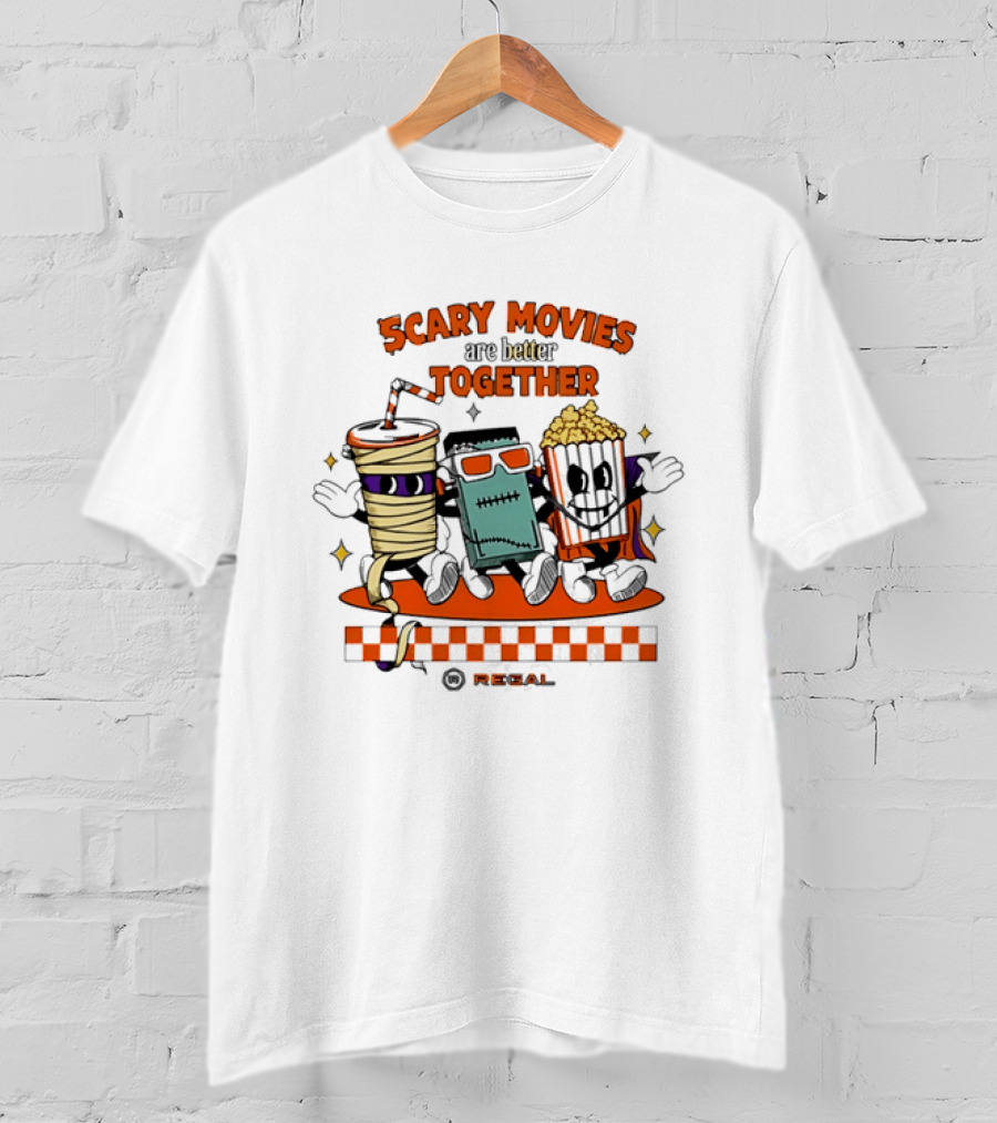 Scary Movies Are Better Together Halloween Snack Monsters Regal T-Shirt