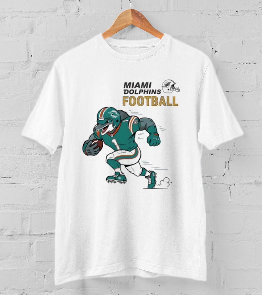 Miami Dolphins Aqua Rush Football Helmet Player T-Shirt