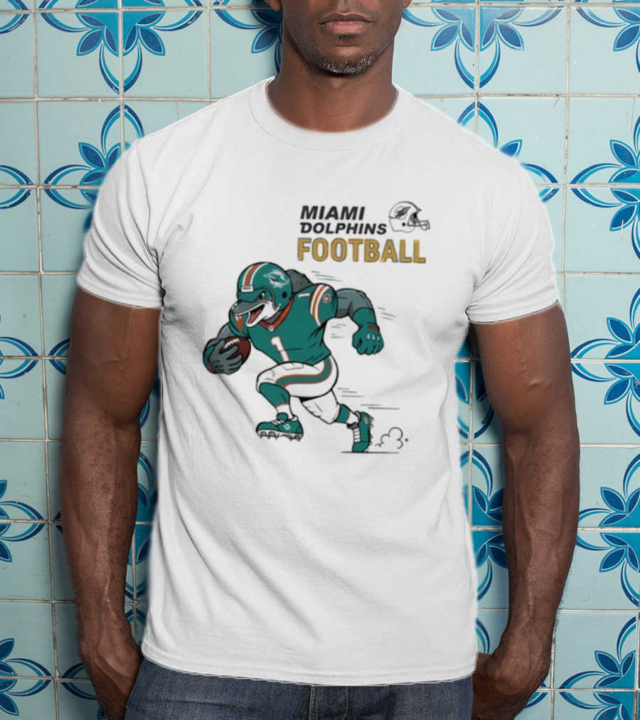 Miami Dolphins Aqua Rush Football Helmet Player T-Shirt