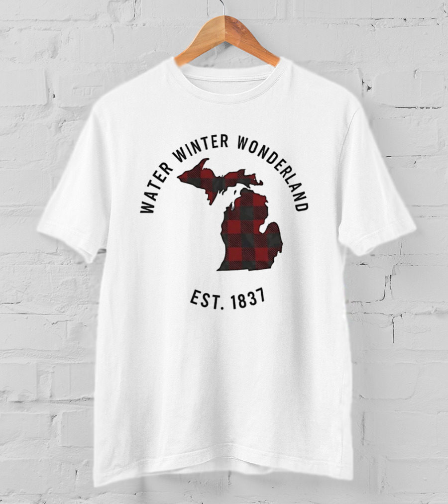 Michigan Water Winter Wonderland Est 1837 Plaid T-Shirt