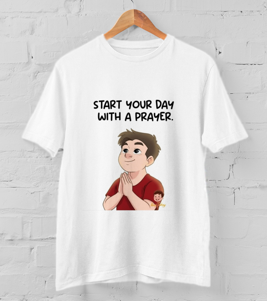 Start Your Day With A Prayer Cartoon Boy T-Shirt