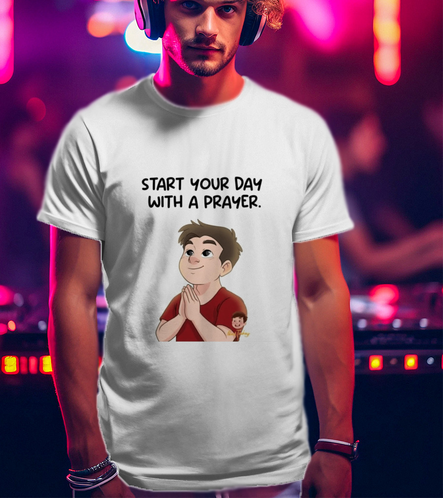 Start Your Day With A Prayer Cartoon Boy T-Shirt