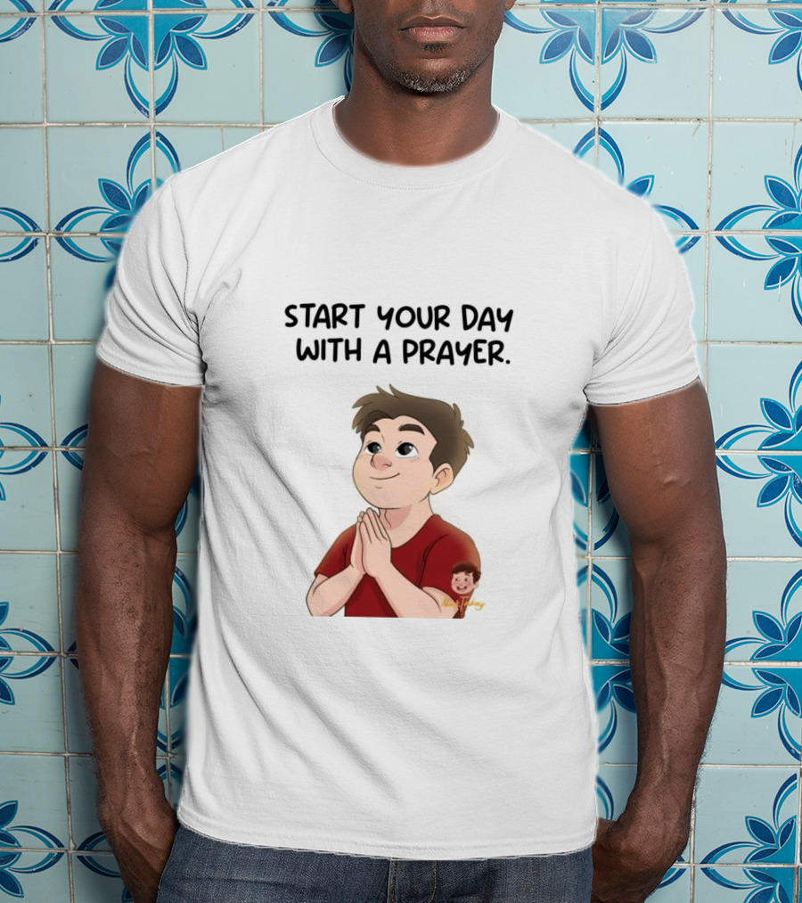 Start Your Day With A Prayer Cartoon Boy T-Shirt