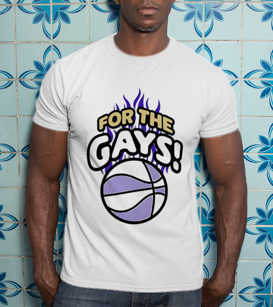 For The Gays Basketball Pride Equality With Flaming Basketball T-Shirt