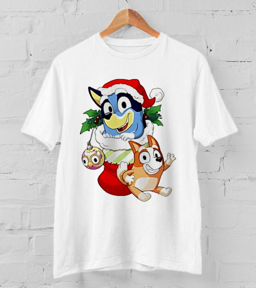 Bluey Christmas Stocking Stuffer Pups Bingo Holiday T-Shirt