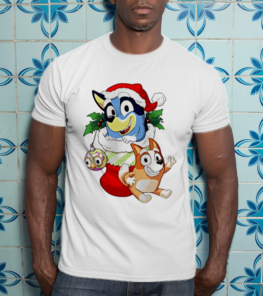 Bluey Christmas Stocking Stuffer Pups Bingo Holiday T-Shirt