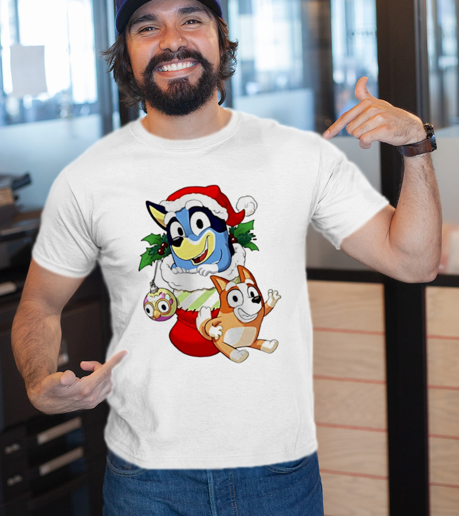 Bluey Christmas Stocking Stuffer Pups Bingo Holiday T-Shirt