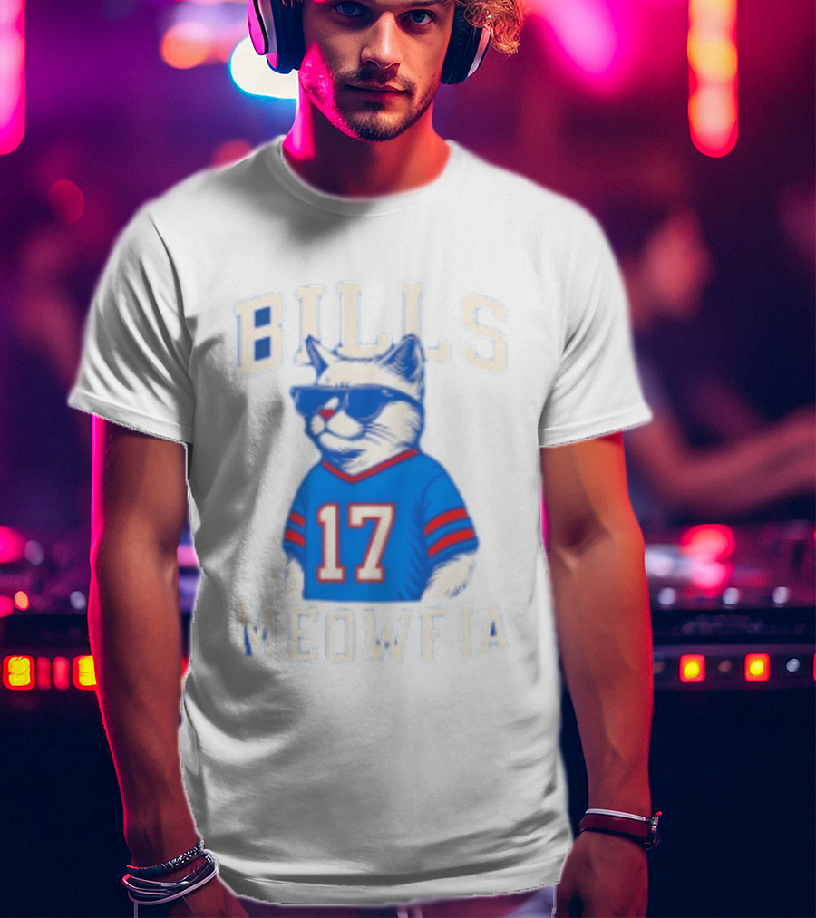 Bills Meowfia Cat 17 Jersey Buffalo Fan Football Sports T-Shirt