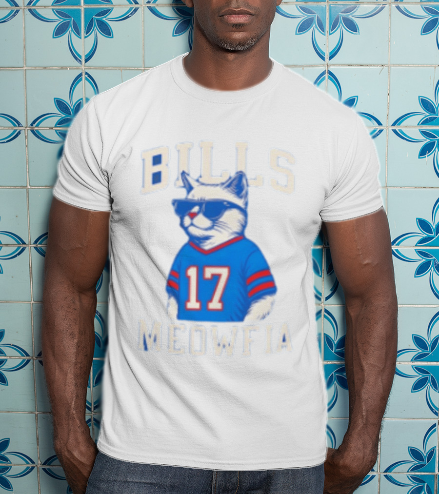 Bills Meowfia Cat 17 Jersey Buffalo Fan Football Sports T-Shirt
