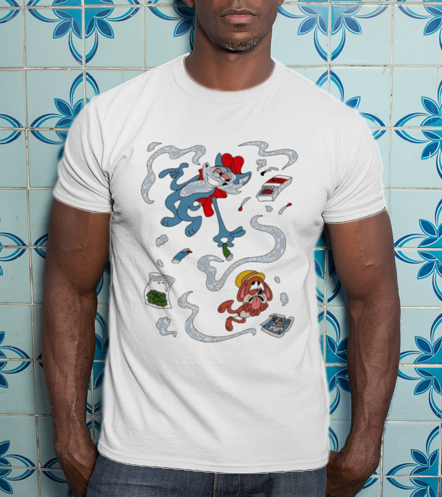 Original Ls Mark Catching Up Episode 2 Cartoon Characters With Smoke And Comic Effects T-Shirt