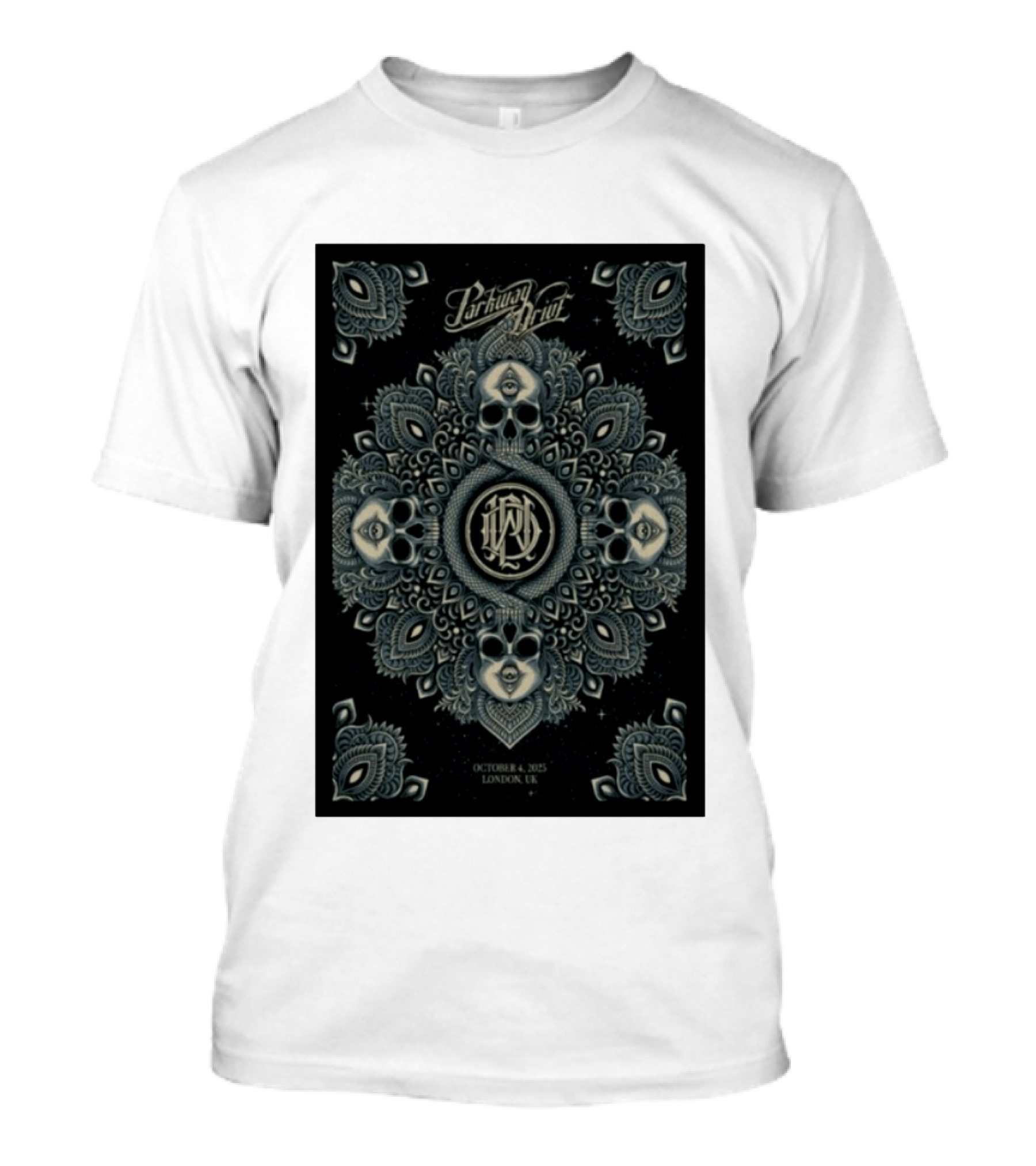 Parkway Drive Tour London UK October 4 2025 Mandala And Skull T-Shirt