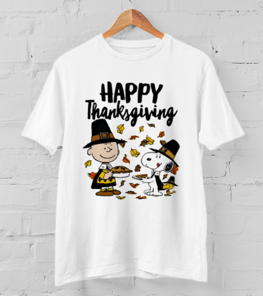 Happy Thanksgiving Peanuts Charlie Brown Snoopy Woodstock T-Shirt