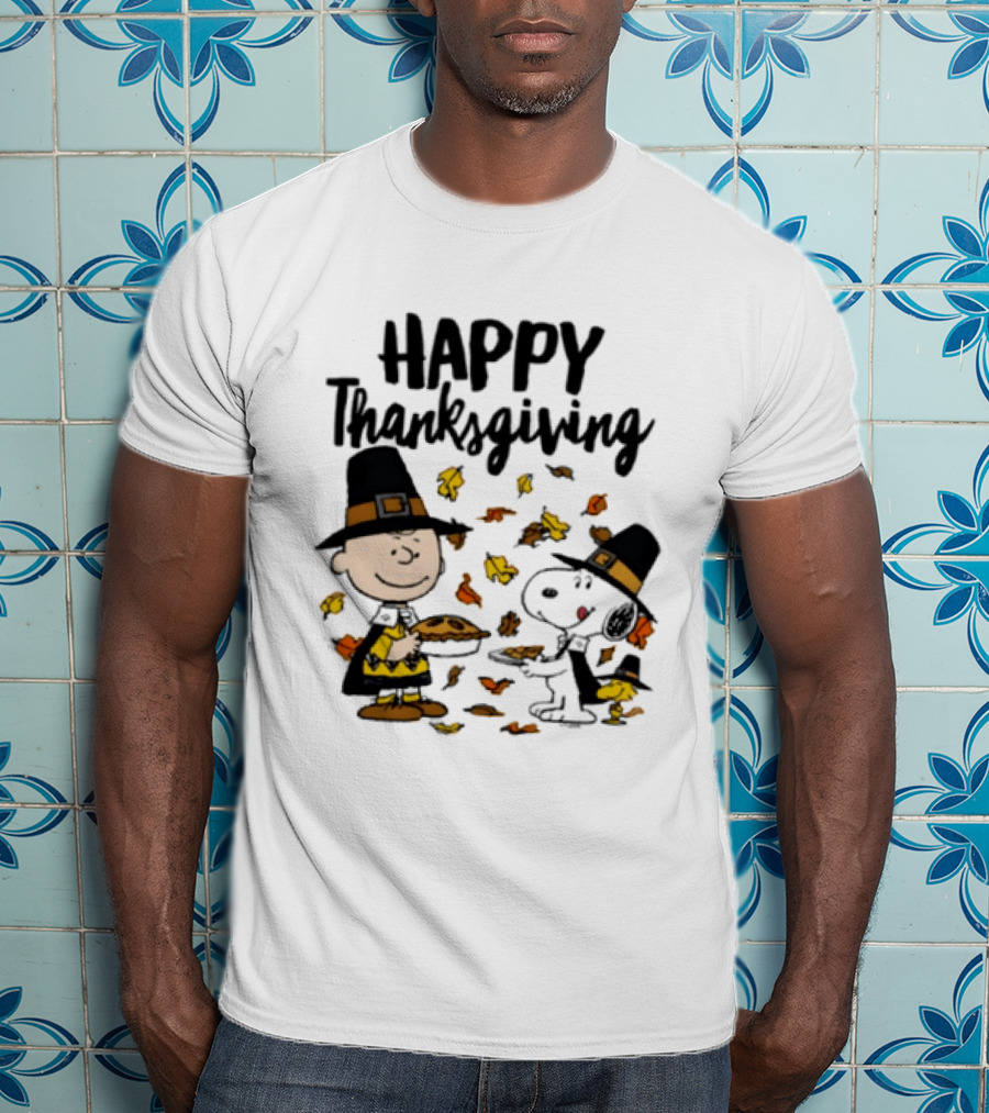 Happy Thanksgiving Peanuts Charlie Brown Snoopy Woodstock T-Shirt