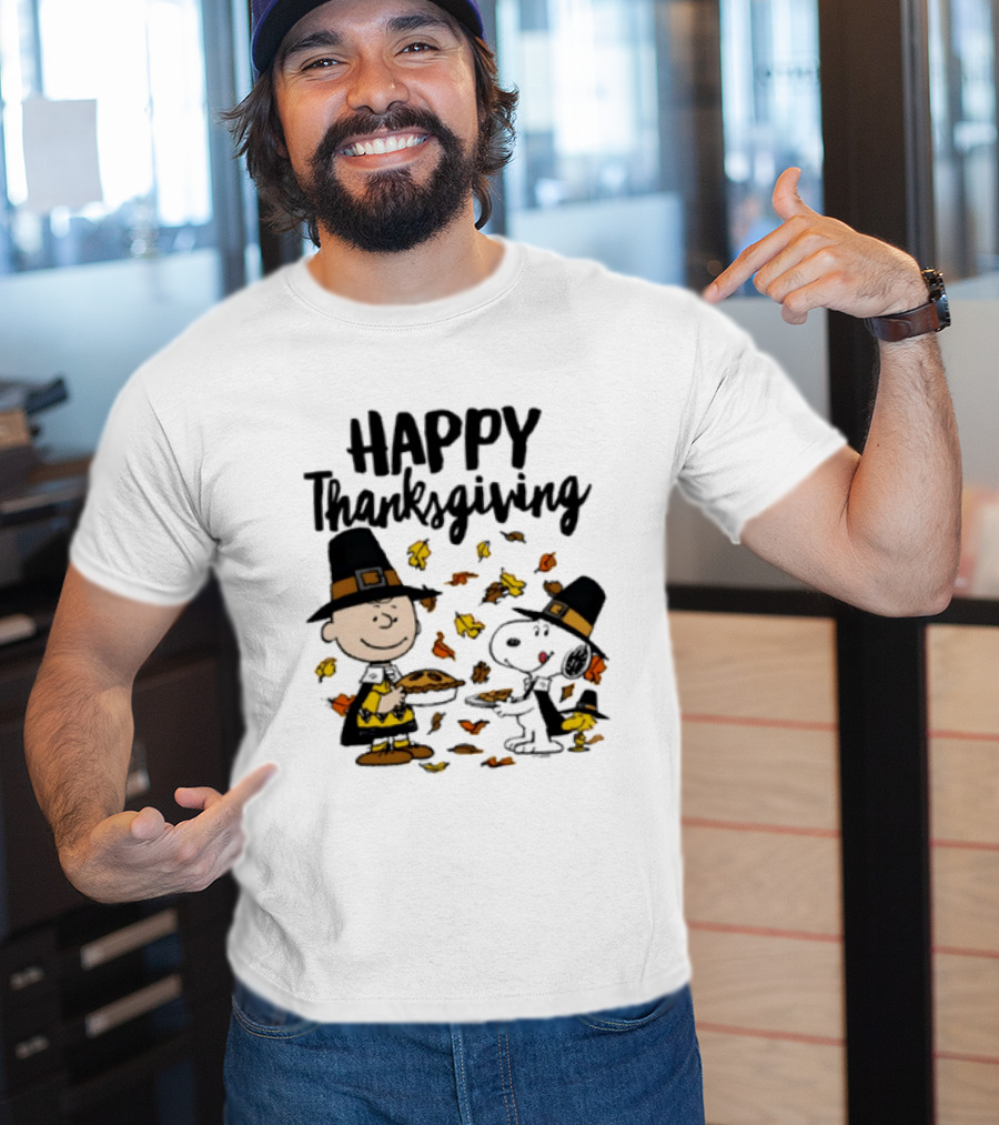 Happy Thanksgiving Peanuts Charlie Brown Snoopy Woodstock T-Shirt