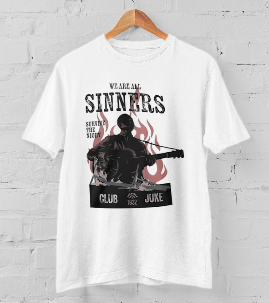 We Are All Sinners Survive The Night Club 1932 Juke Flames Guitar T-Shirt