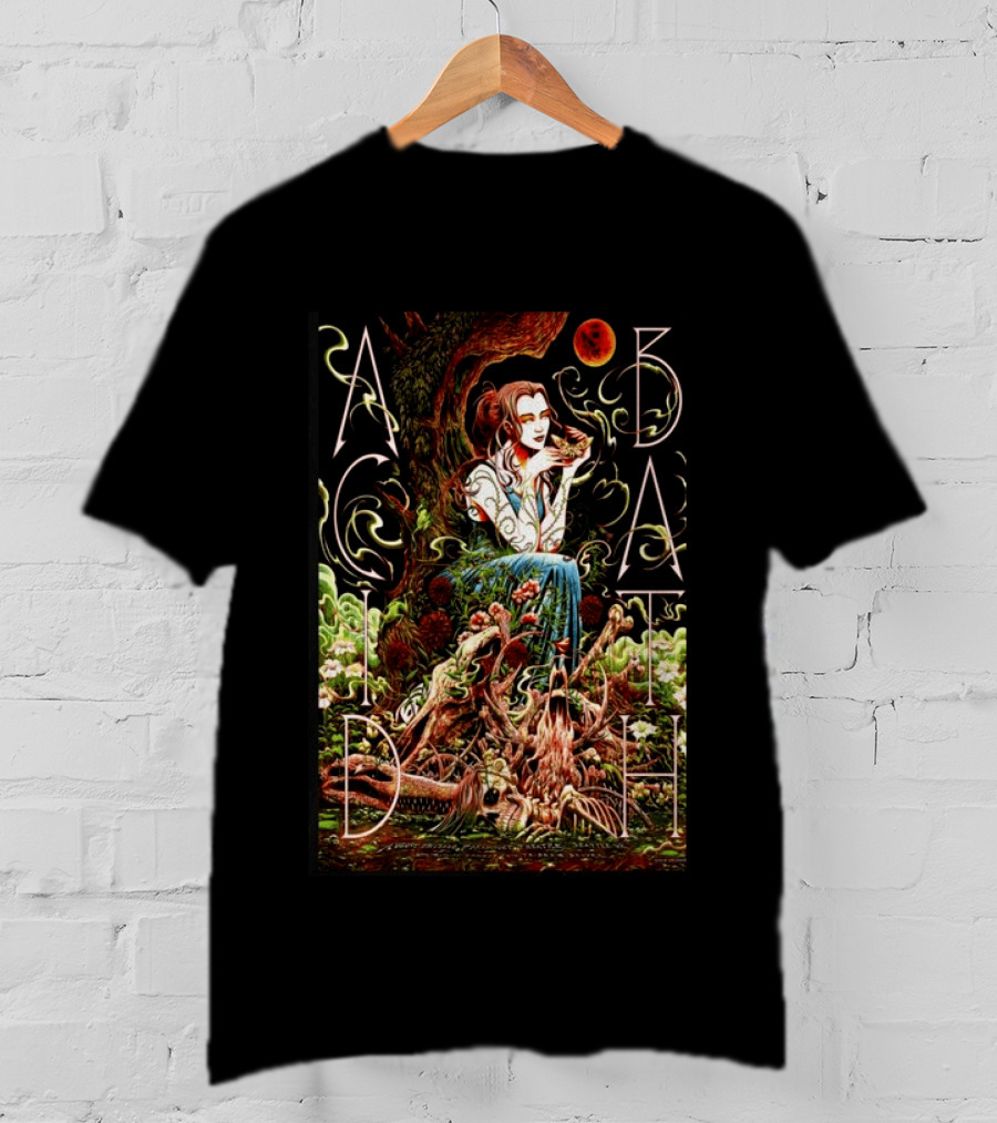 Acid Bath Seattle 2026 Concert Ethereal Woman And Enchanted Forest Scene With Red Moon T-Shirt