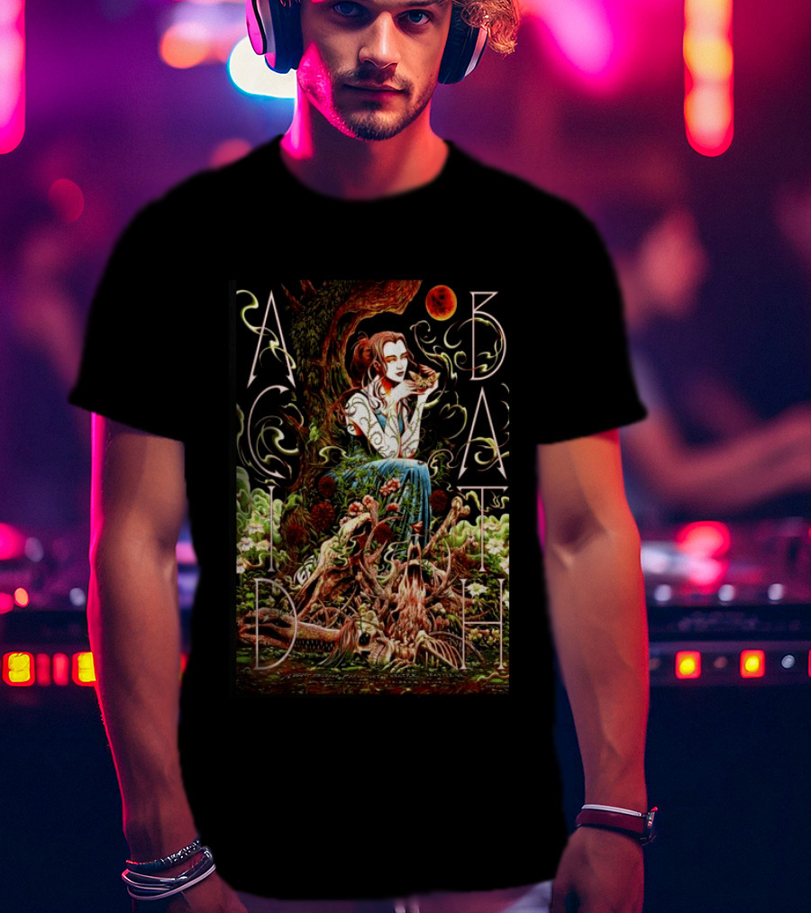 Acid Bath Seattle 2026 Concert Ethereal Woman And Enchanted Forest Scene With Red Moon T-Shirt