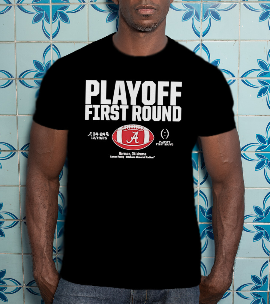 Alabama Crimson Tide 2025 Playoff First Round Winner 34 25 Norman Oklahoma T-Shirt