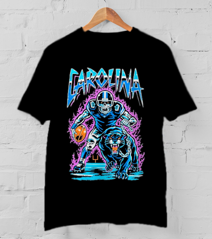 Carolina Panthers Football Skeleton With Panther T-Shirt