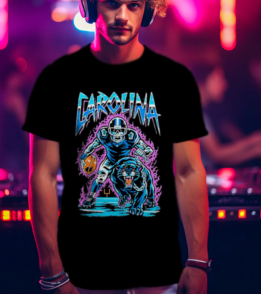 Carolina Panthers Football Skeleton With Panther T-Shirt