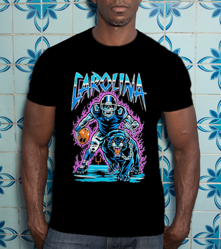 Carolina Panthers Football Skeleton With Panther T-Shirt