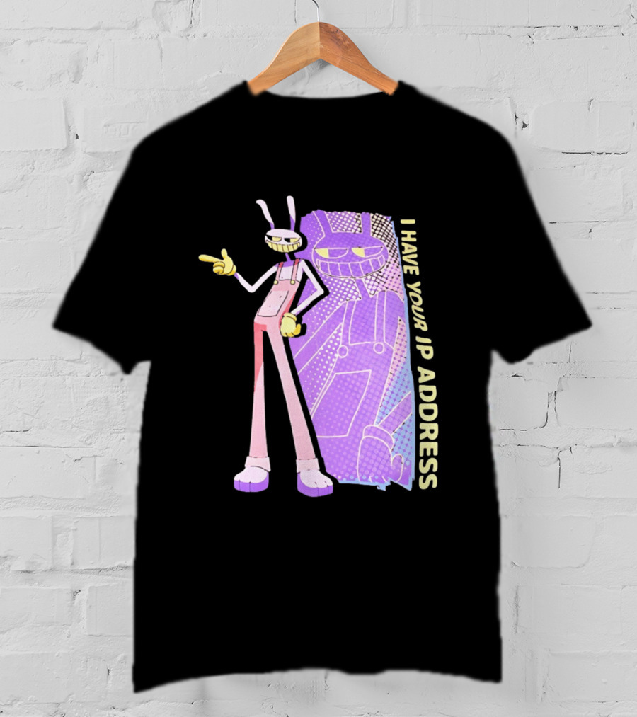Jax I Have Your IP Address Meme Character In Overalls T-Shirt