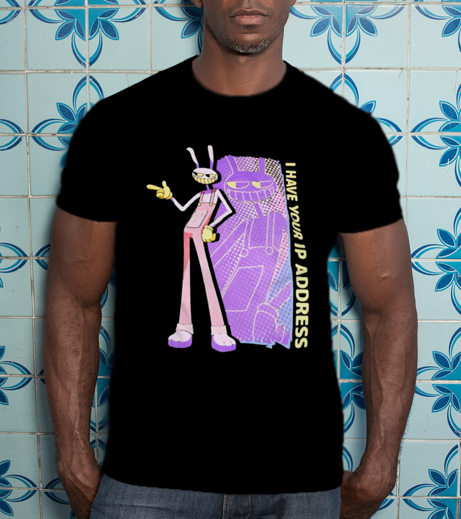 Jax I Have Your IP Address Meme Character In Overalls T-Shirt
