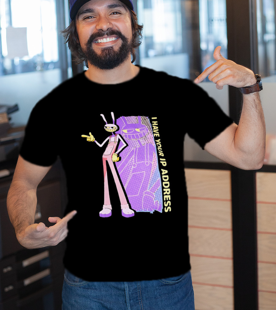 Jax I Have Your IP Address Meme Character In Overalls T-Shirt