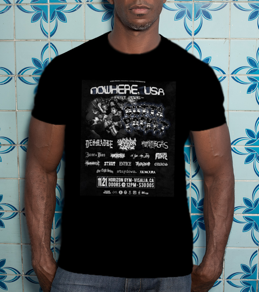 Ken Park Promotions Presents Nowhere USA Fest 2026 Southern Fury Desmadre Event Horizon Gym Visalia CA T-Shirt