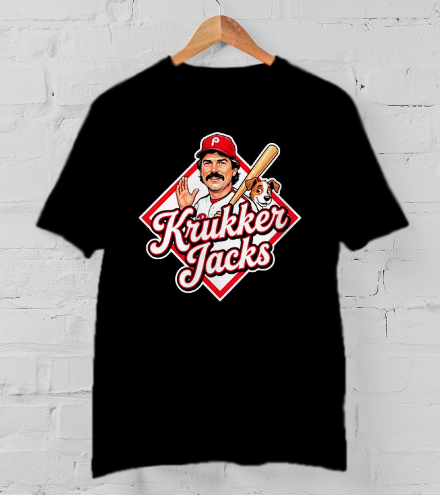 Krukker Jacks Philadelphia Phillies Baseball Player With Dog T-Shirt