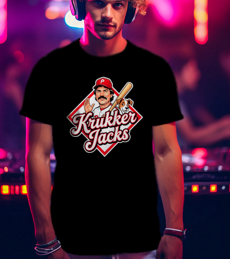 Krukker Jacks Philadelphia Phillies Baseball Player With Dog T-Shirt