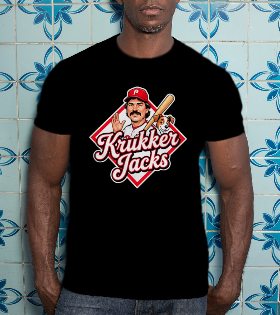 Krukker Jacks Philadelphia Phillies Baseball Player With Dog T-Shirt