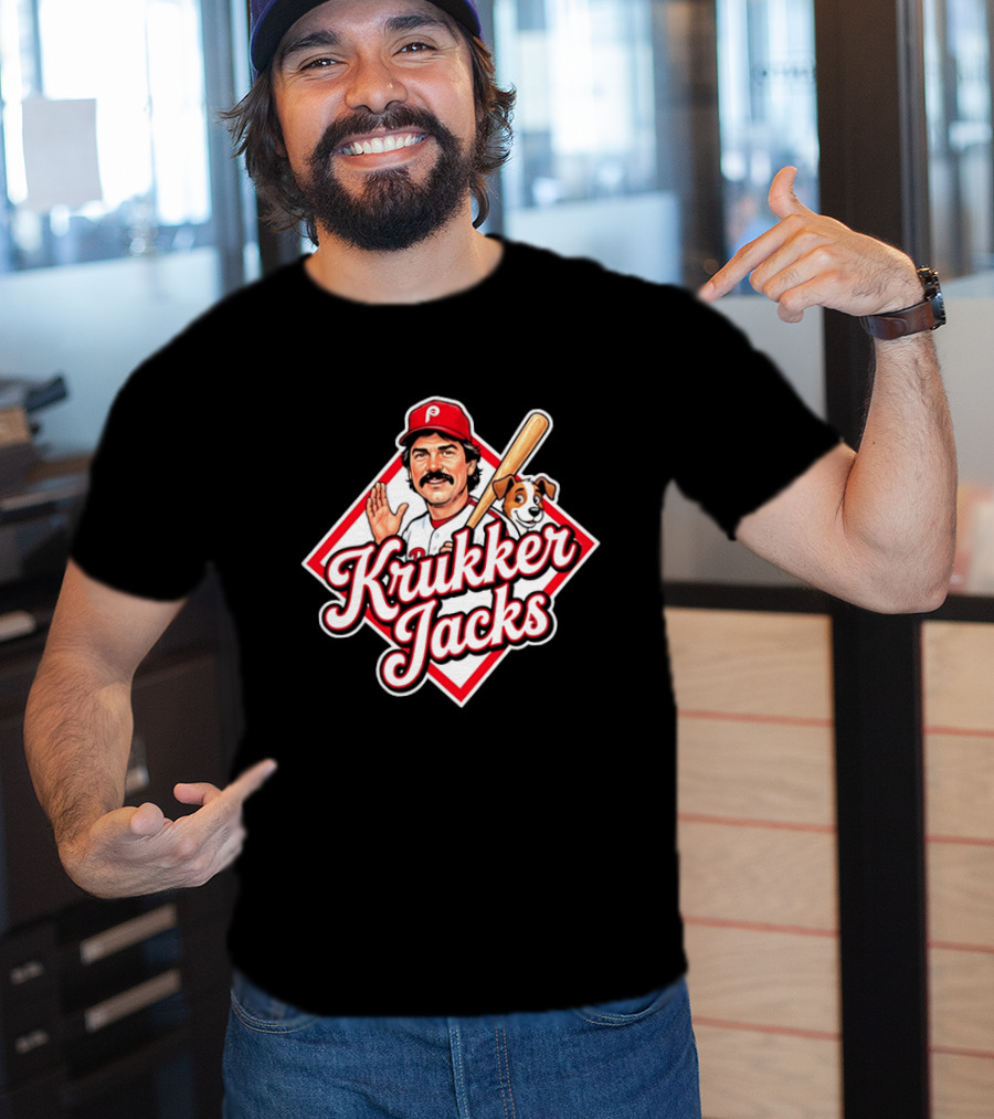 Krukker Jacks Philadelphia Phillies Baseball Player With Dog T-Shirt