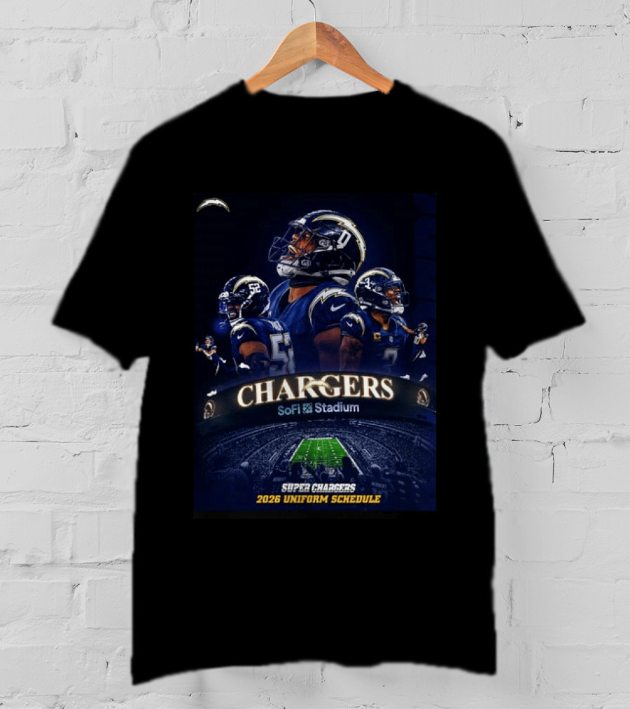 Los Angeles Chargers Super Chargers SoFi Stadium 2026 Uniform Schedule T-Shirt