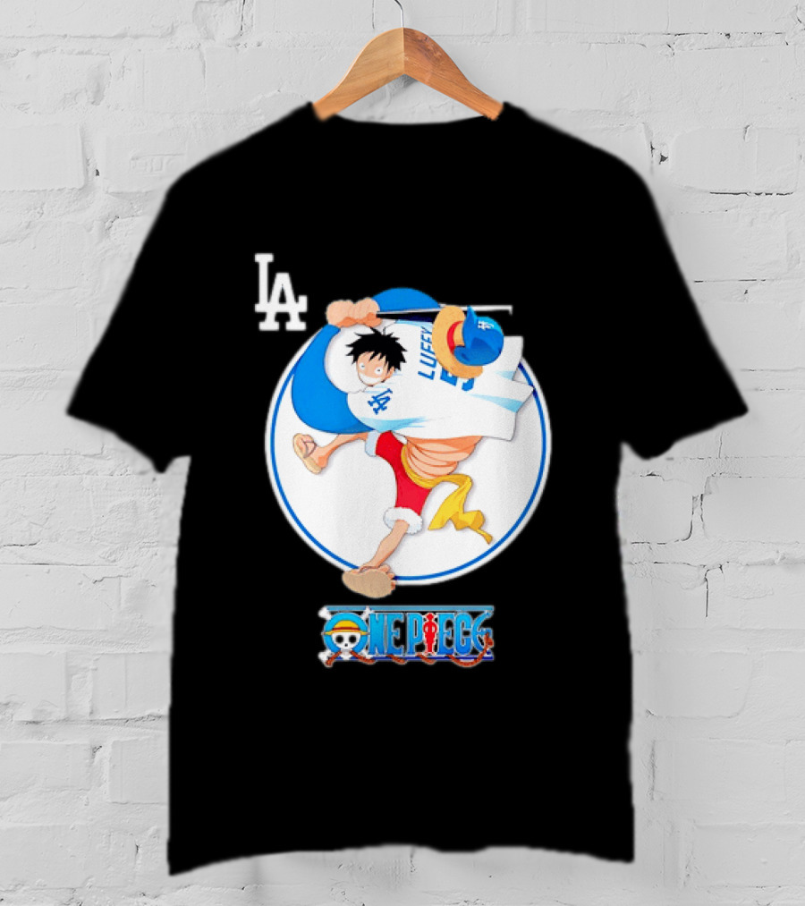 Los Angeles Dodgers Monkey D Luffy One Piece Crossover MLB Collaboration T-Shirt