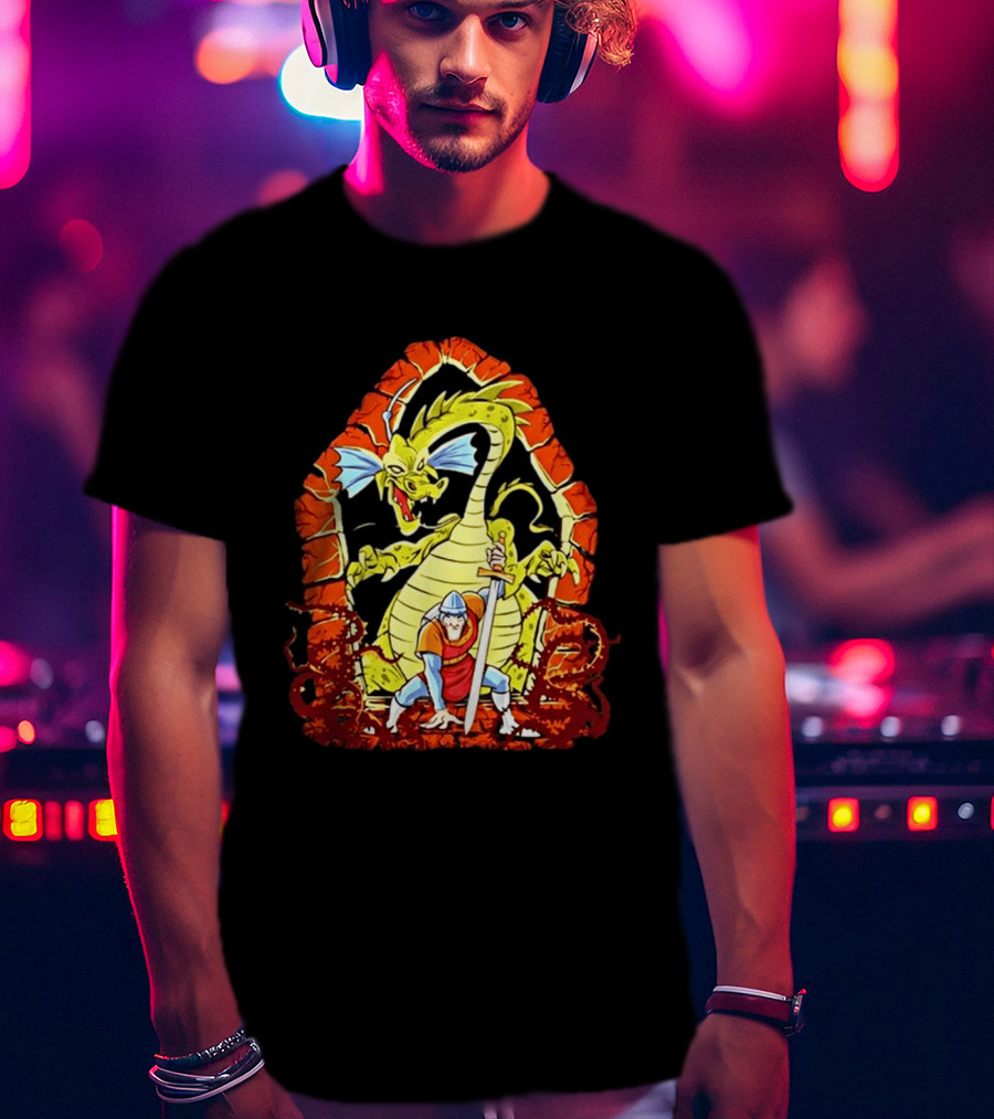 Dirk The Daring Dragon Lair Knights Sword Battle Fantasy Quest Video Game Adventure T-Shirt