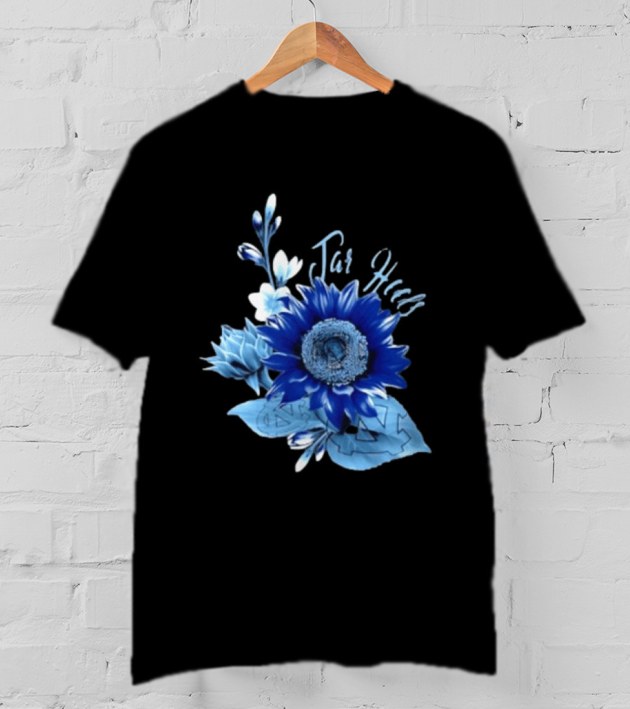 North Carolina Tar Heels Sunflower Floral Football T-Shirt