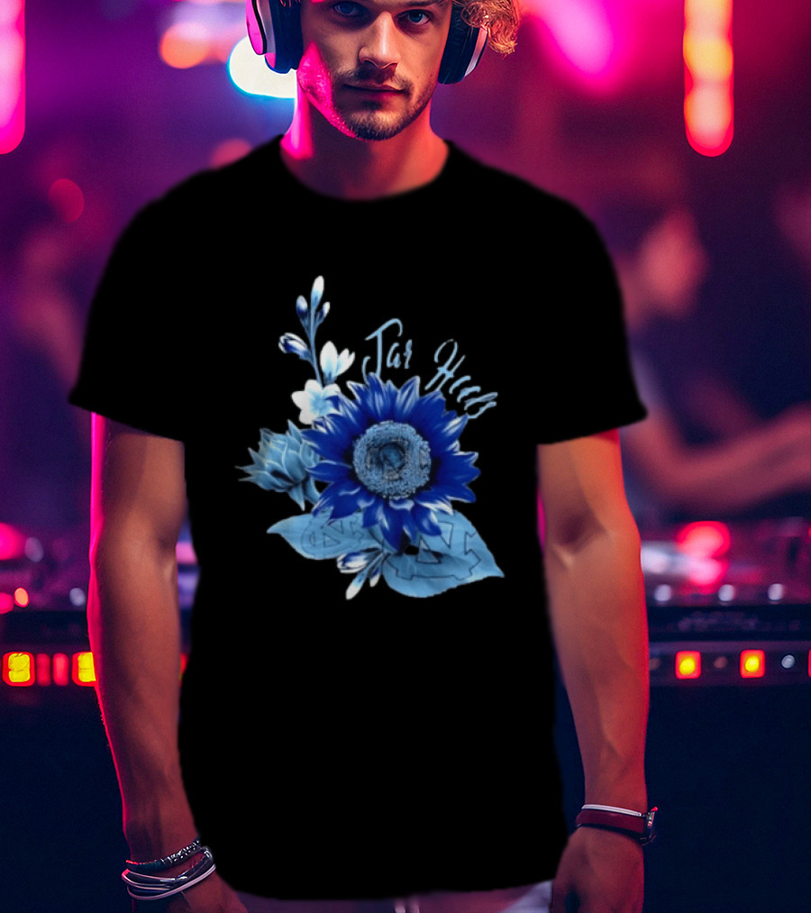 North Carolina Tar Heels Sunflower Floral Football T-Shirt