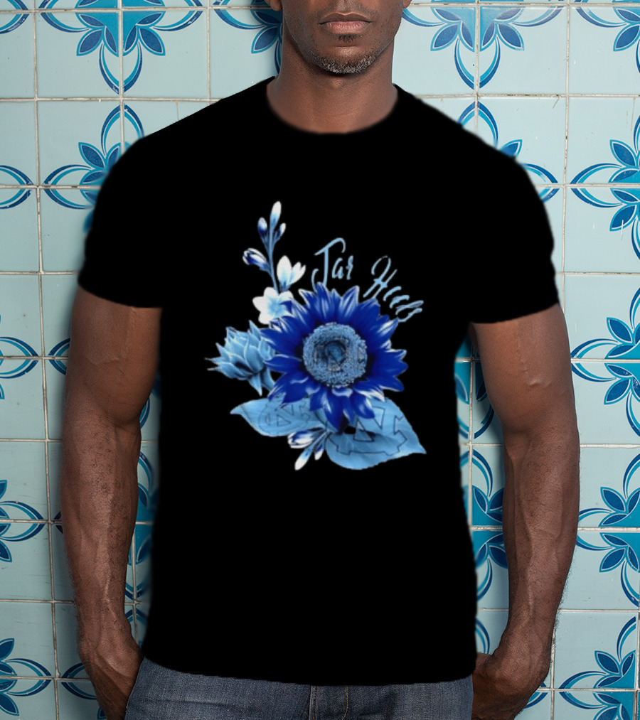 North Carolina Tar Heels Sunflower Floral Football T-Shirt