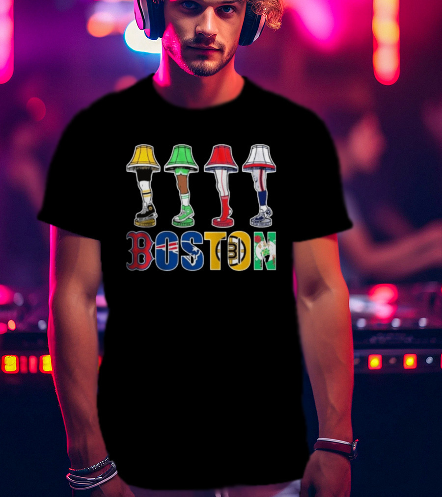 Original Boston Sports Teams Legs Lamp Parody 2025 Fenway Celtics Patriots Bruins Red Sox T-Shirt