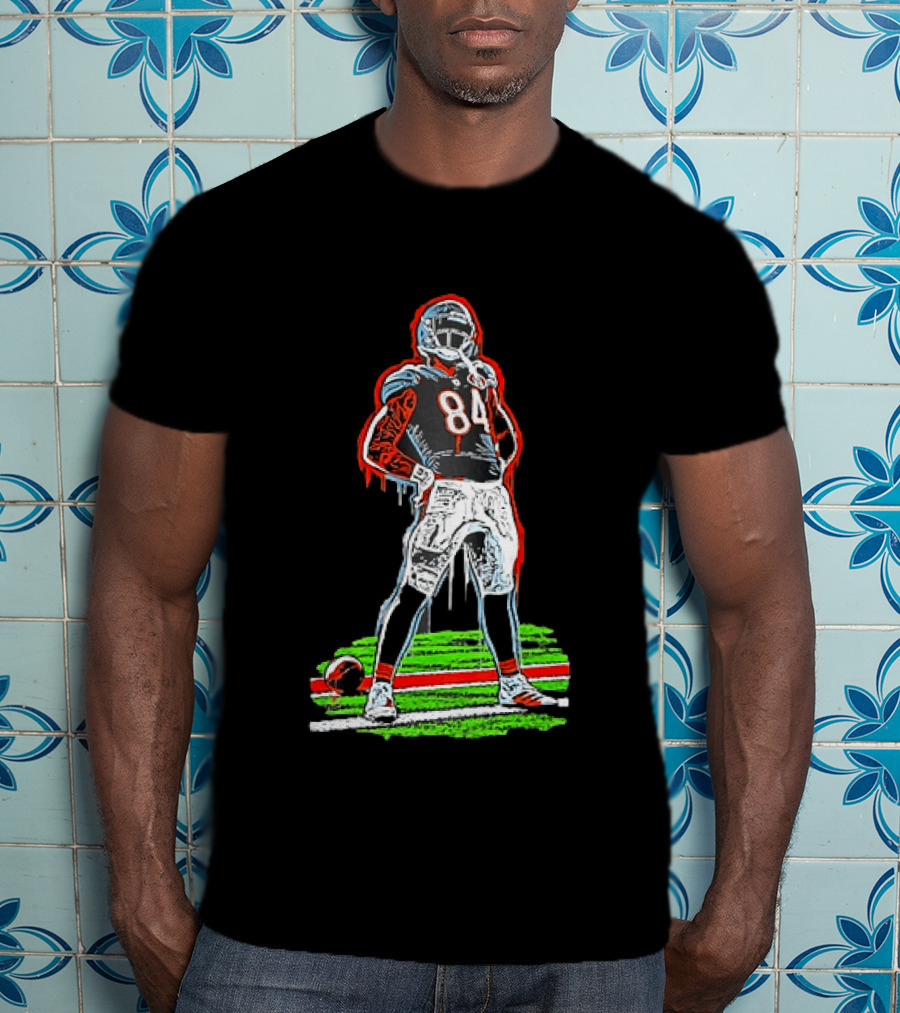 Original Colston Loveland Chicago Bears 84 Football Arms Akimbo Celly Graffiti T-Shirt