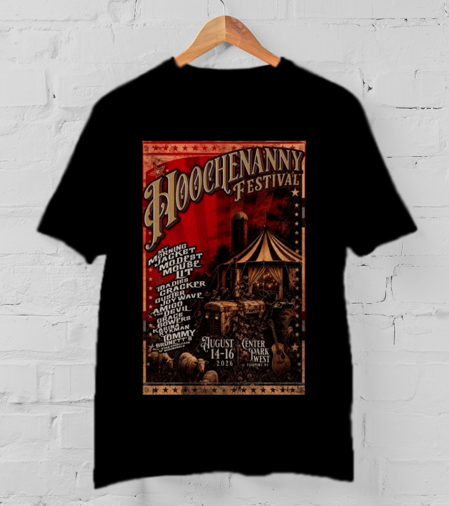 Hoochennany Festival Fairport My Morning Jacket Modest Mouse August 14 16 2026 Center Park West Lineup T-Shirt
