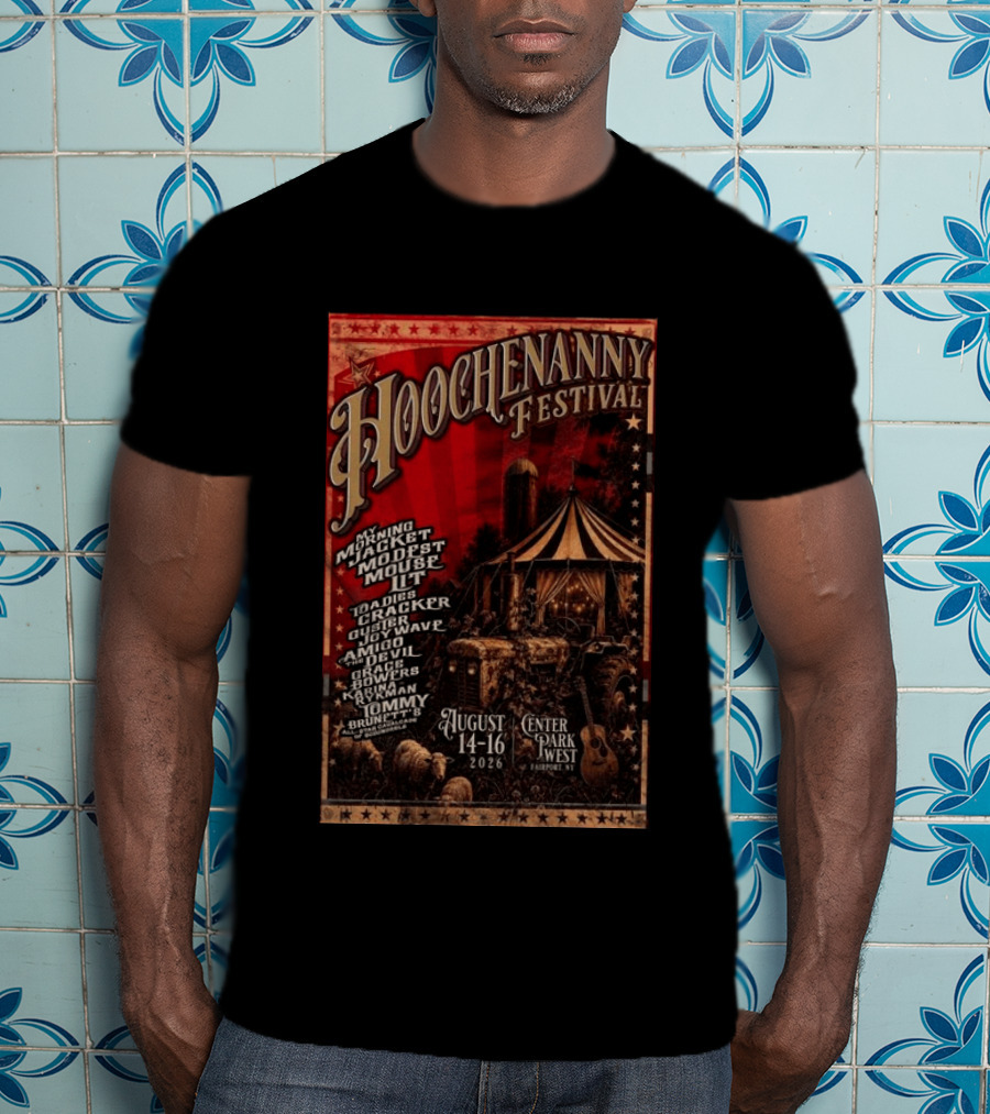 Hoochennany Festival Fairport My Morning Jacket Modest Mouse August 14 16 2026 Center Park West Lineup T-Shirt
