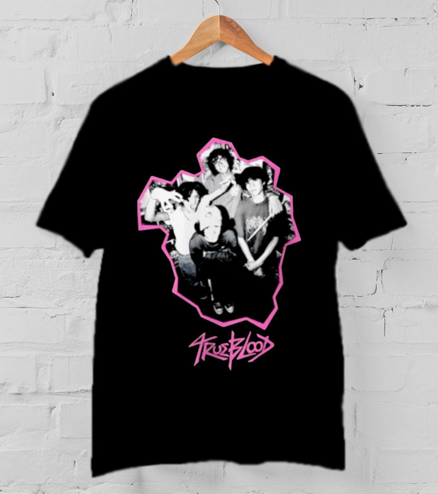 Trueblood Band Vintage Black And White Group Photo With Pink T-Shirt