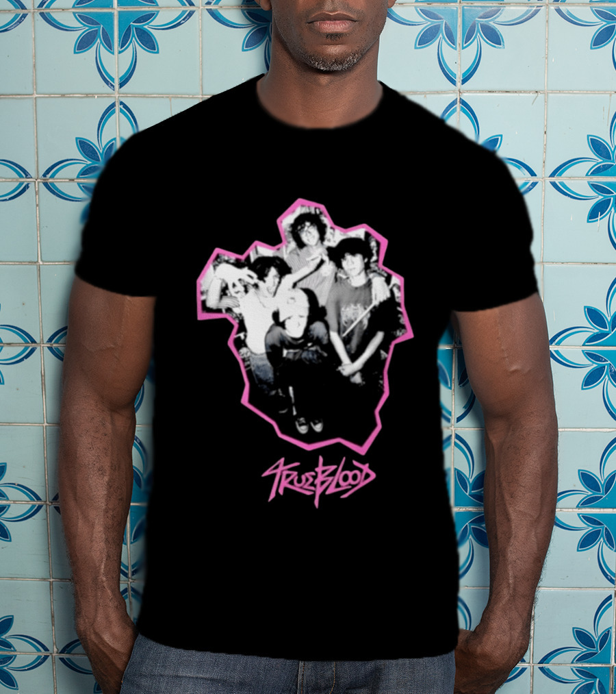 Trueblood Band Vintage Black And White Group Photo With Pink T-Shirt