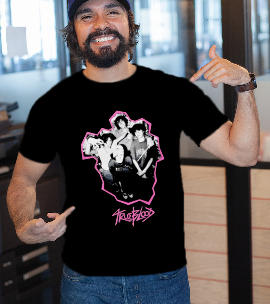Trueblood Band Vintage Black And White Group Photo With Pink T-Shirt