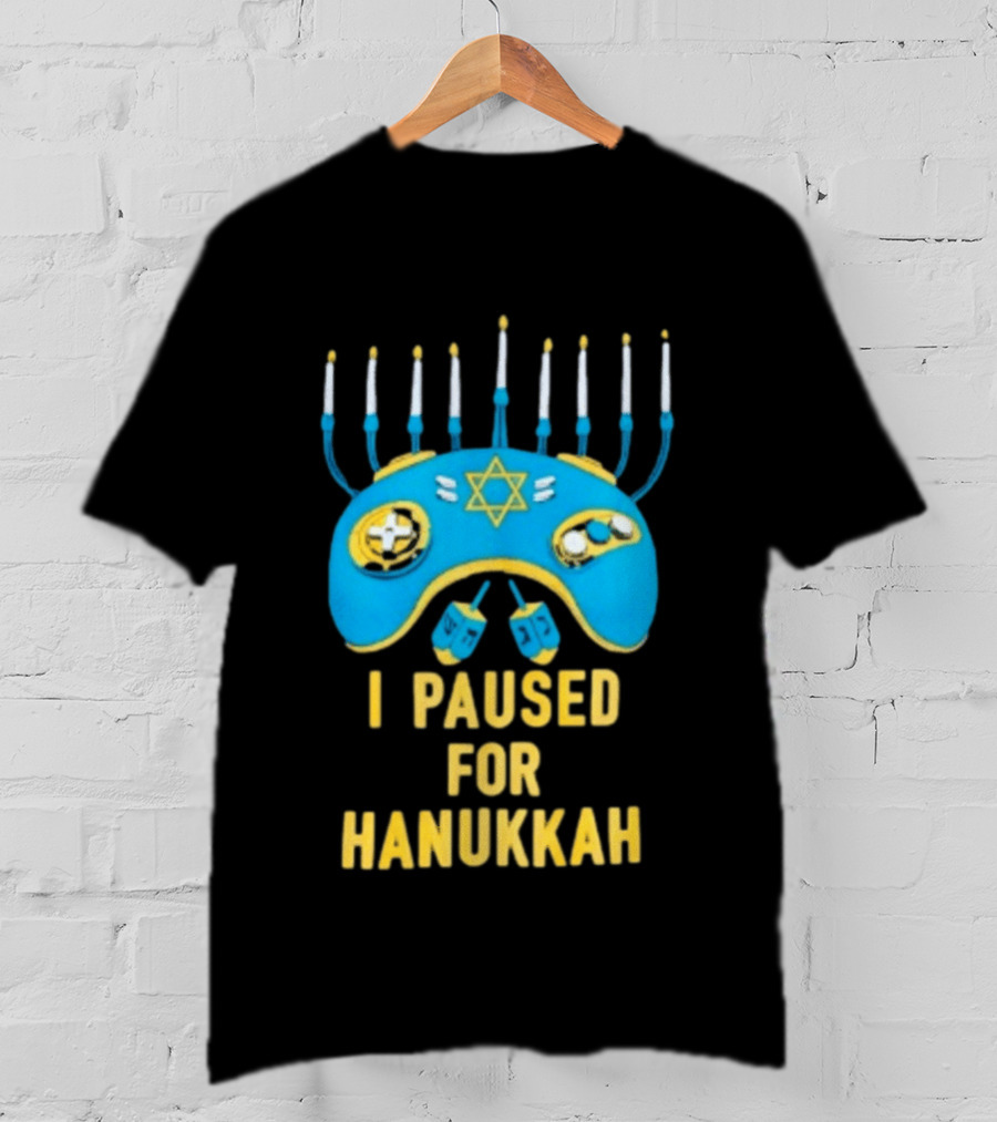 I Paused For Hanukkah Menorah Gaming Controller Star Of David T-Shirt