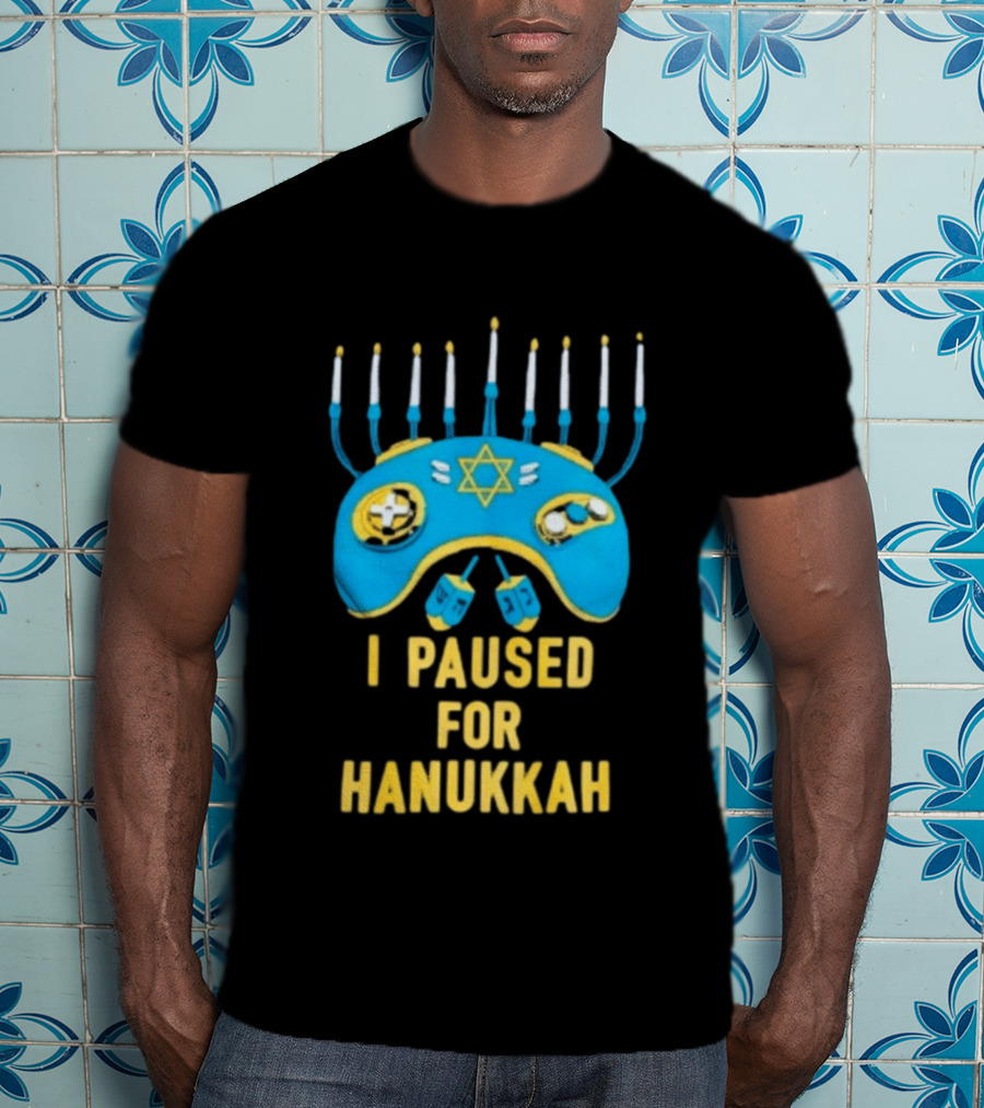 I Paused For Hanukkah Menorah Gaming Controller Star Of David T-Shirt