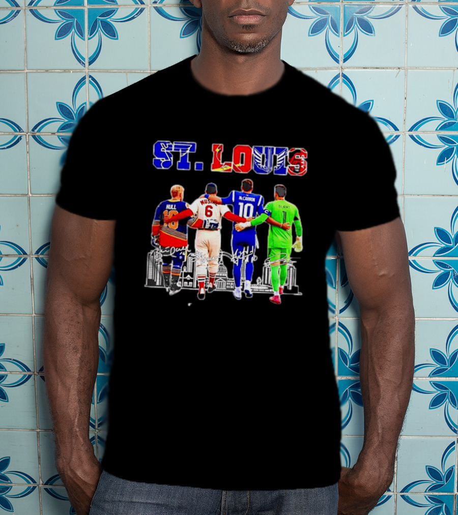 St Louis Hull Musial McCarron Berube Sports Team Players United Iconic City Skyline T-Shirt