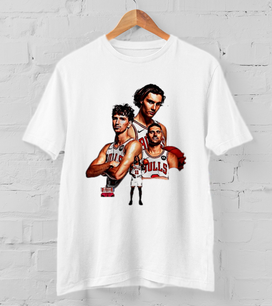 Classic Chicago Bulls NBA 2025 Season Opener Players Montage T-Shirt